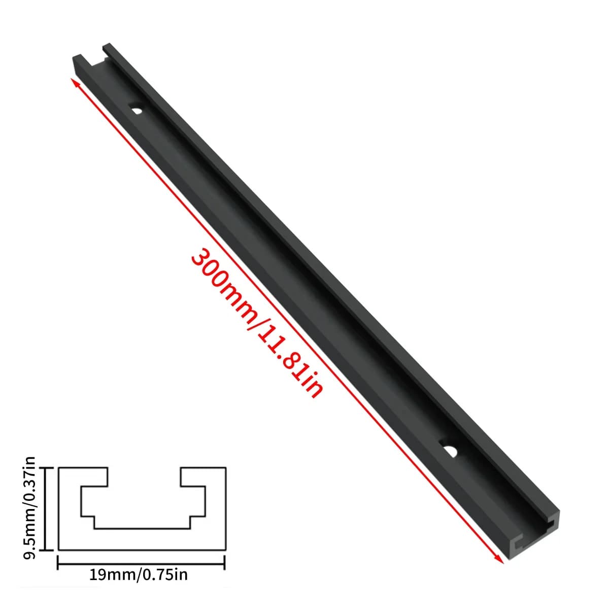 Aliuminio T-profilio kampinis bėgelis, 400-500 mm, 19x9,5 mm