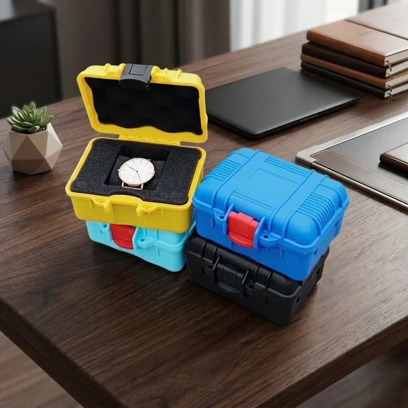 Nešiojamas mini plastikinis įrankių dėklas su putomis, 125x112x70mm