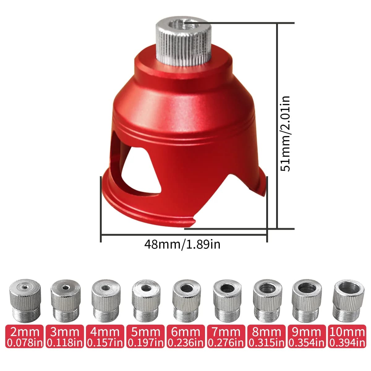 Vertikalus gręžimo gidas, kištukų žiedavimo rinkinys, 2–10 mm