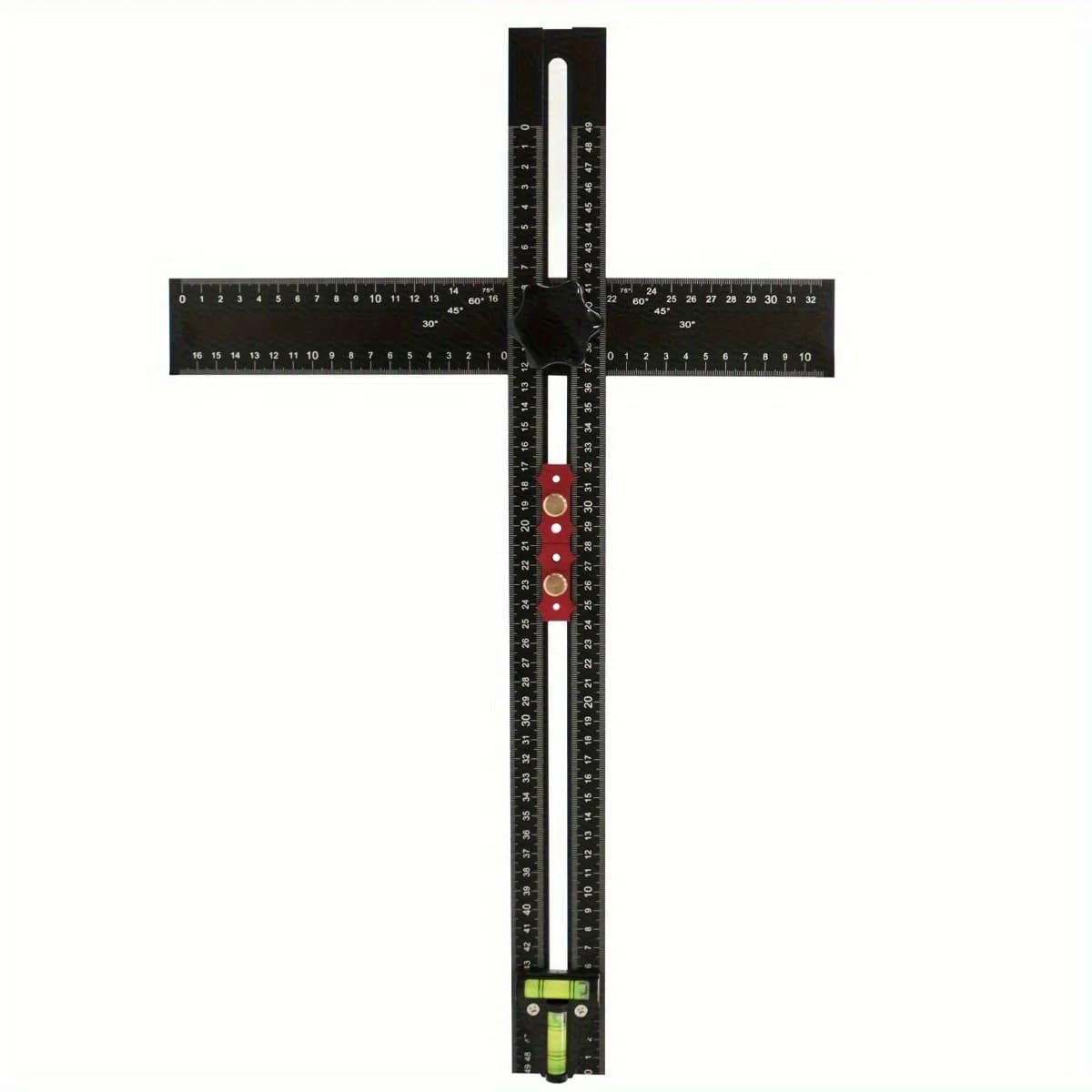 2-in-1 aliumininis T formos liniuotė ir gręžimo šablonas, 54 cm