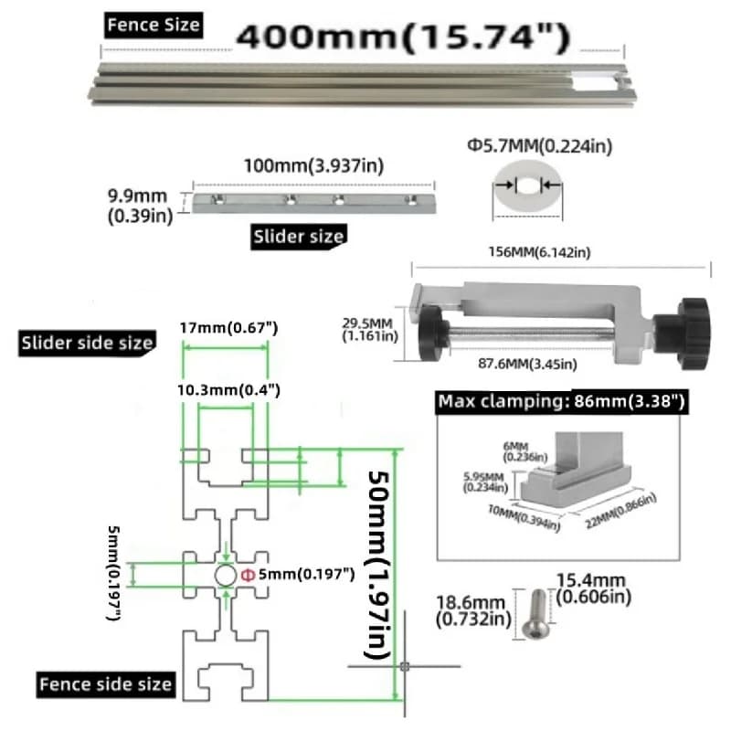 400 mm aliumininis frezavimo mašinos kreipiantysis bėgelis